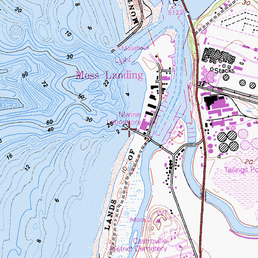 Topographic Map of City Lands of Monterey, CA
