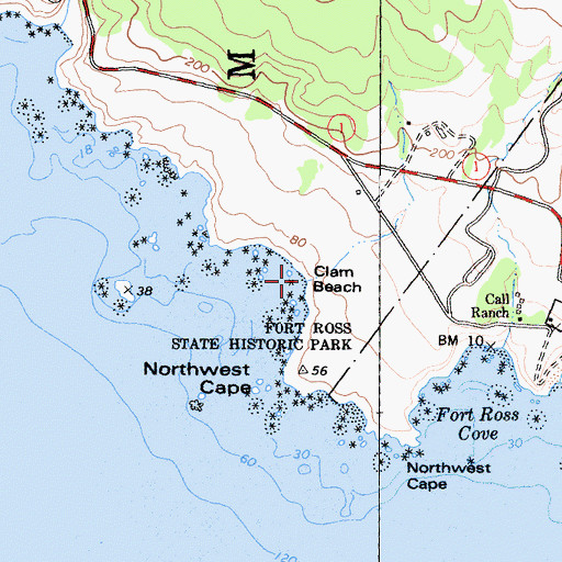 Topographic Map of Clam Beach, CA