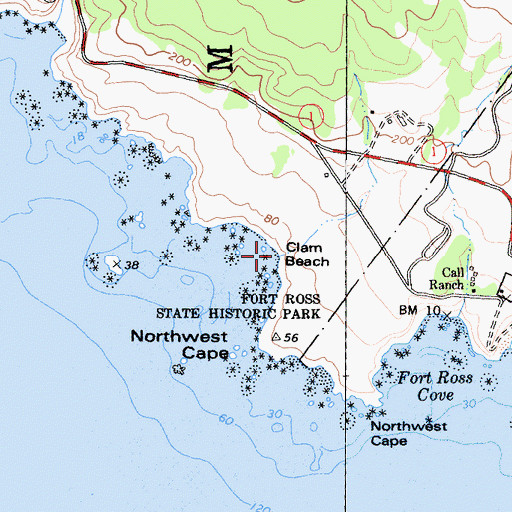 Topographic Map of Clam Beach, CA