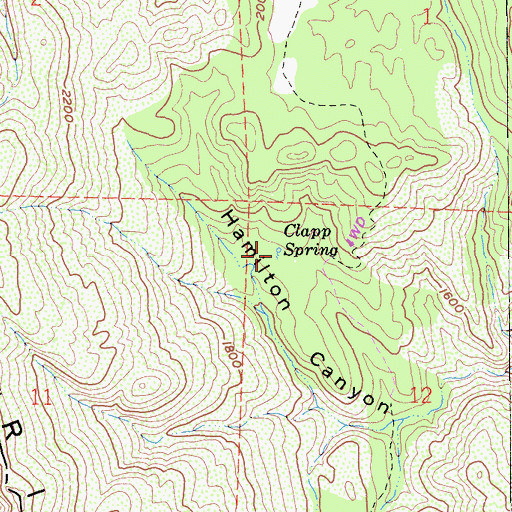Topographic Map of Clapp Spring, CA