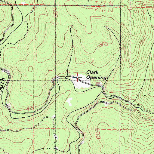 Topographic Map of Clark Opening, CA