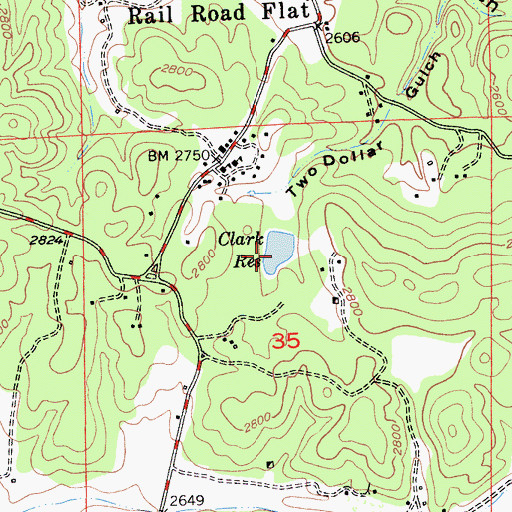 Topographic Map of Clark Reservoir, CA
