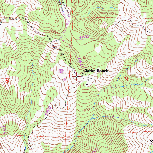 Topographic Map of Clarke Ranch, CA