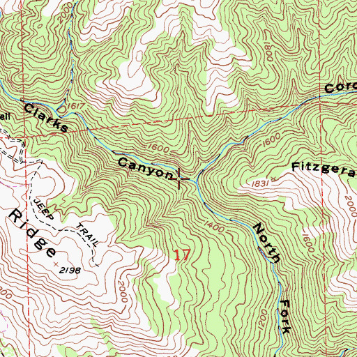 Topographic Map of Clarks Canyon, CA
