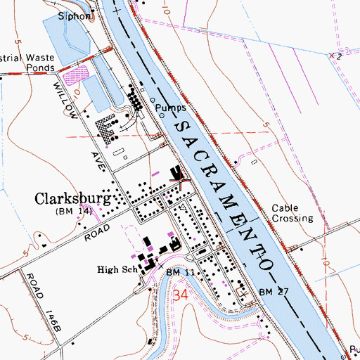 Topographic Map of Clarksburg, CA
