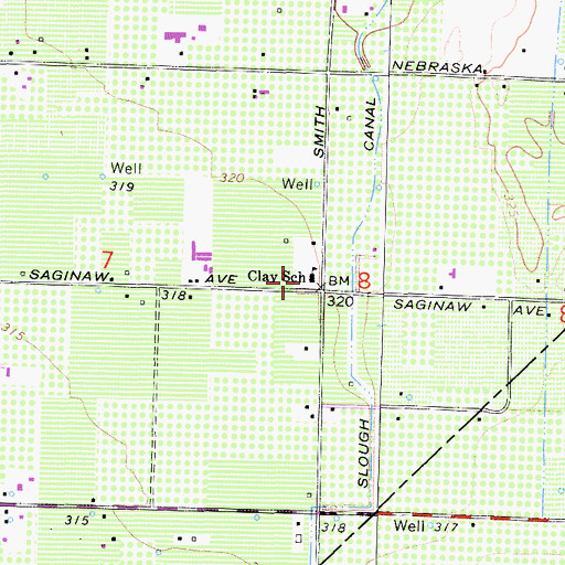 Topographic Map of Clay Elementary School, CA