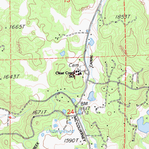 Topographic Map of Clear Creek Elementary School, CA