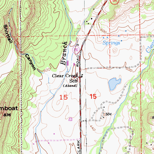 Topographic Map of Clear Creek School, CA