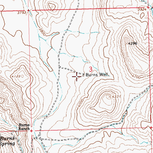 Topographic Map of Burns Well, AZ