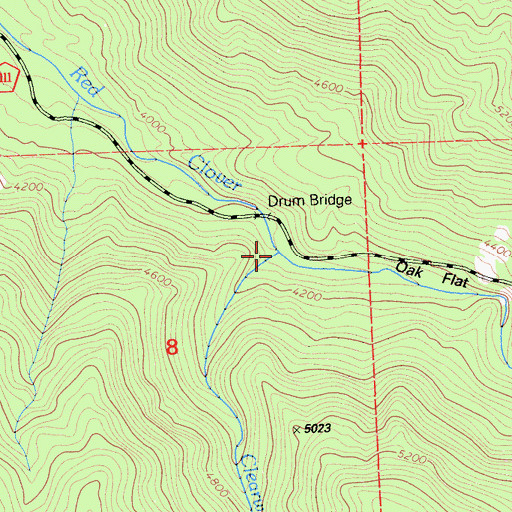 Topographic Map of Clearwater Creek, CA