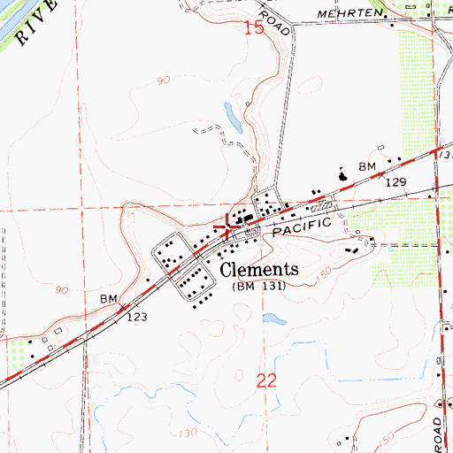 Topographic Map of Clements, CA