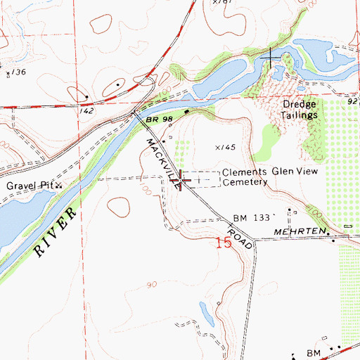 Topographic Map of Clements Glen View Cemetery, CA