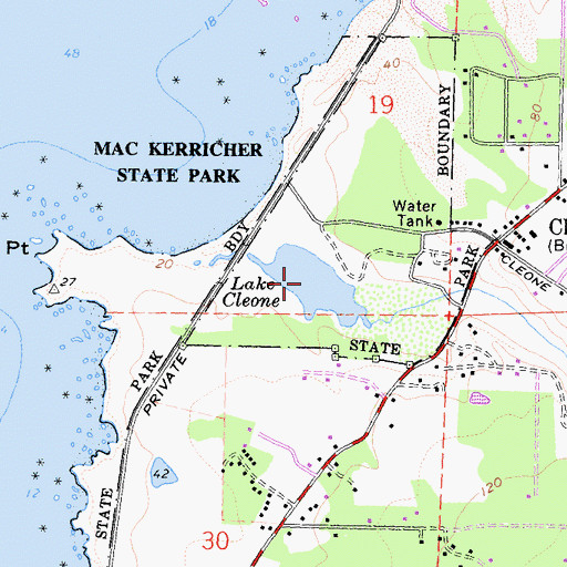Topographic Map of Lake Cleone, CA
