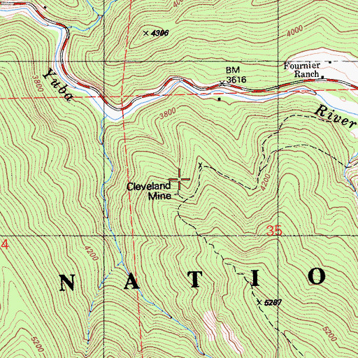 Topographic Map of Cleveland Mine, CA