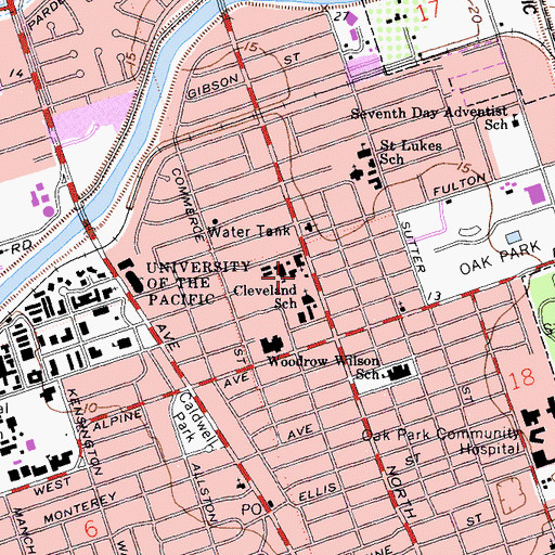 Topographic Map of Cleveland Elementary School, CA