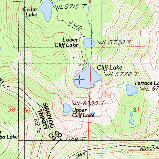 Topographic Map of Cliff Lake, CA