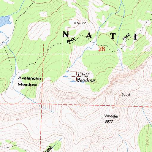 Topographic Map of Cliff Meadow, CA