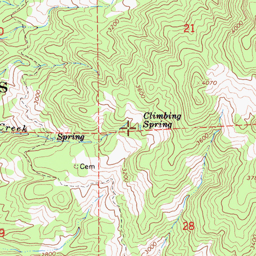 Topographic Map of Climbing Spring, CA