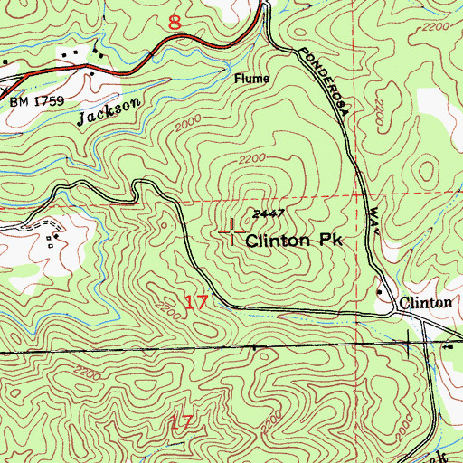 Topographic Map of Clinton Peak, CA
