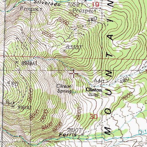 Topographic Map of Clinton Spring, CA