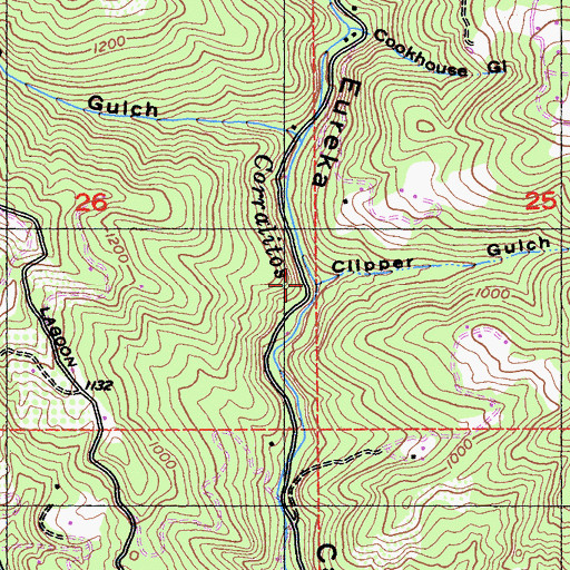 Topographic Map of Clipper Gulch, CA
