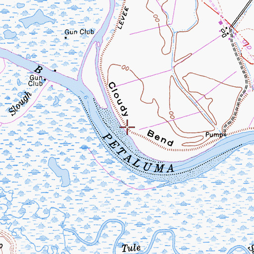 Topographic Map of Cloudy Bend, CA