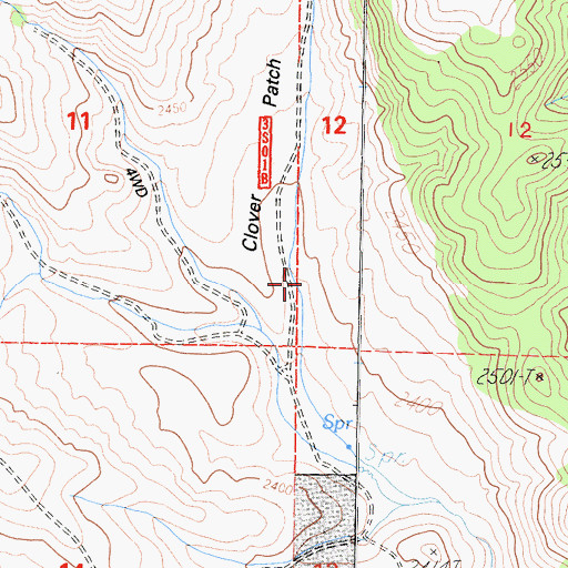 Topographic Map of Clover Patch, CA