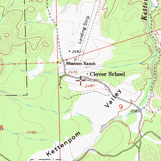 Topographic Map of Clover School (historical), CA