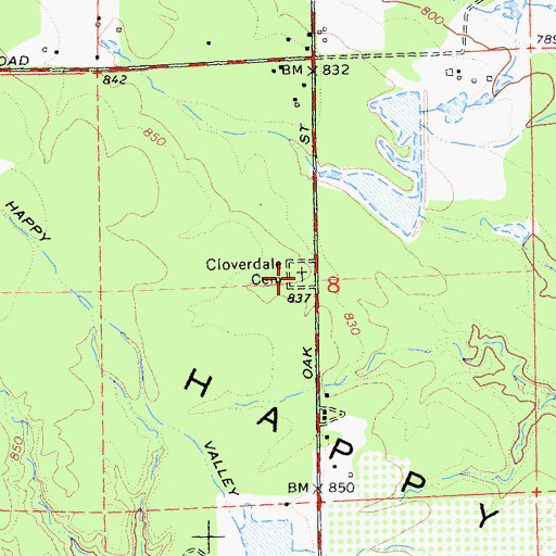 Topographic Map of Cloverdale Cemetery, CA