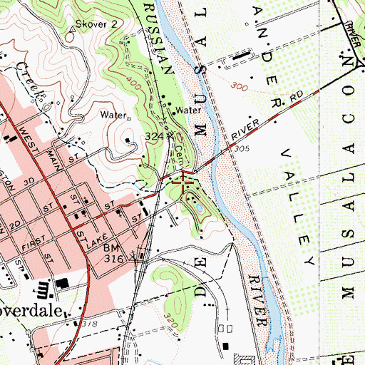 Topographic Map of Cloverdale Creek, CA