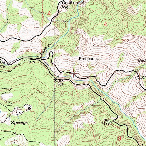 Topographic Map of Cloverdale Mine Headquarters, CA