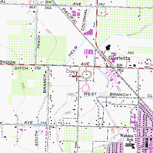 Topographic Map of Clovis Cemetery, CA