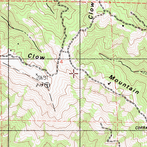 Topographic Map of Clow Mountain, CA