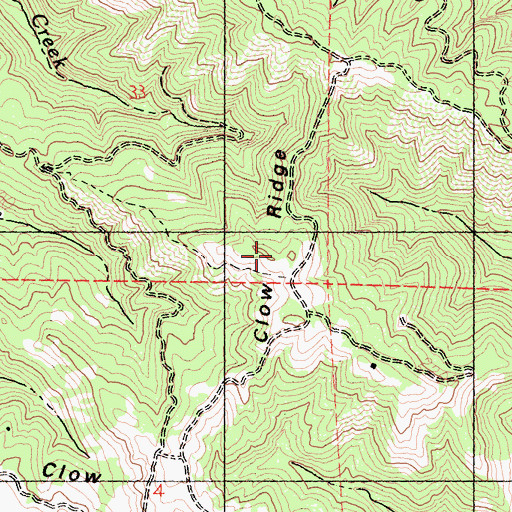 Topographic Map of Clow Ridge, CA