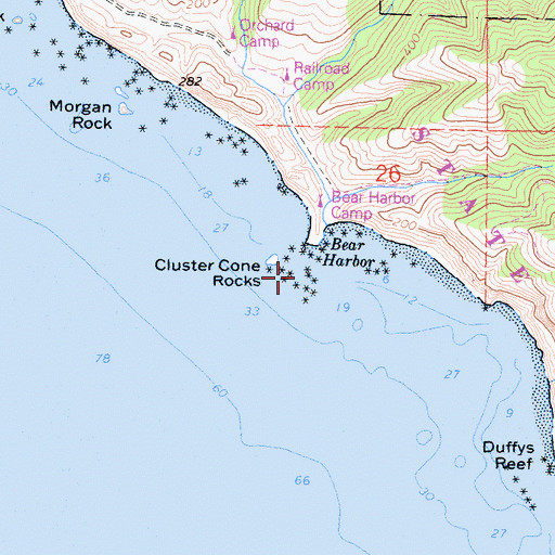 Topographic Map of Cluster Cone Rocks, CA