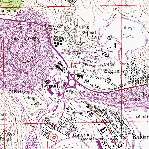 Topographic Map of Lowell Junior High School, AZ
