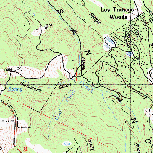 Topographic Map of Coal Creek, CA