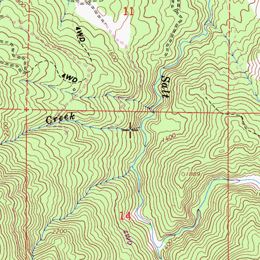 Topographic Map of Coal Creek, CA