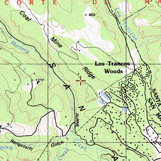 Topographic Map of Coal Mine Ridge, CA