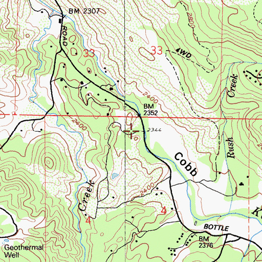 Topographic Map of Cobb Valley, CA