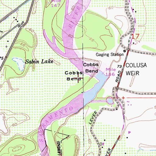 Topographic Map of Cobbs Bend, CA