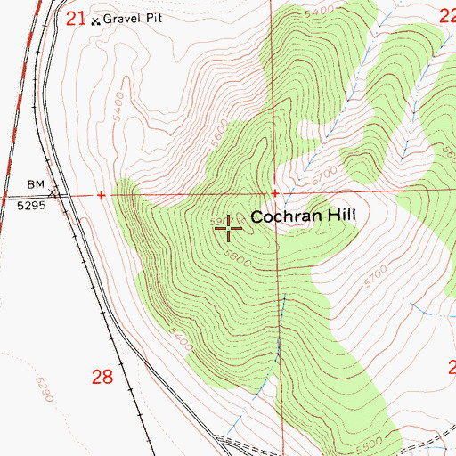 Topographic Map of Cochran Hill, CA