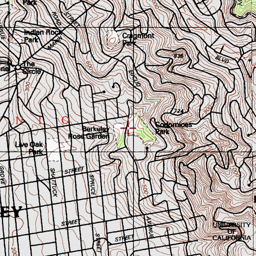 Topographic Map of Codornices Park, CA
