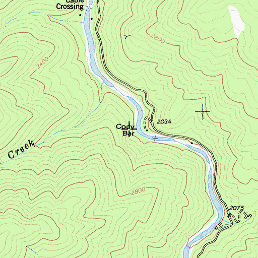 Topographic Map of Cody Bar, CA