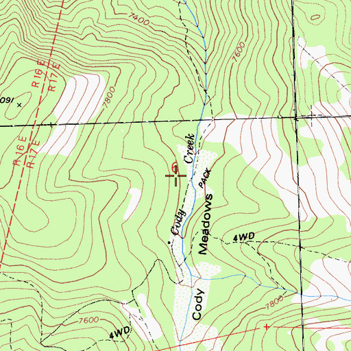 Topographic Map of Cody Meadow, CA