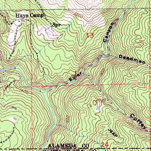 Topographic Map of Coffey Mill Gulch, CA