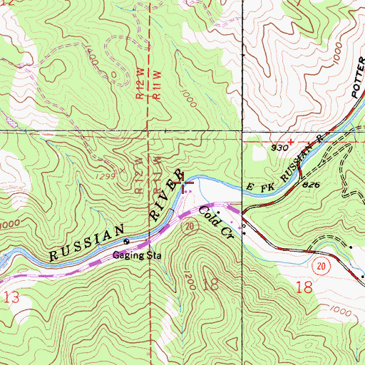 Topographic Map of Cold Creek, CA