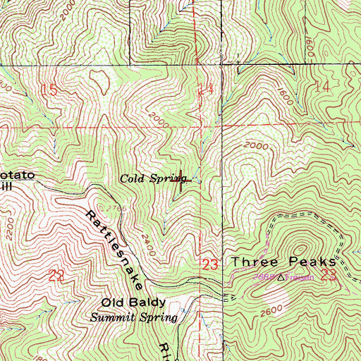 Topographic Map of Cold Spring, CA
