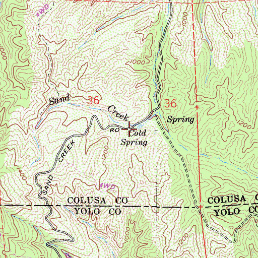 Topographic Map of Cold Spring, CA