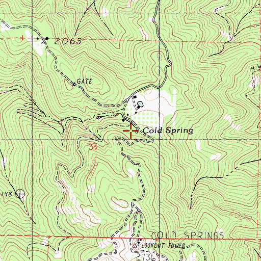 Topographic Map of Cold Spring, CA